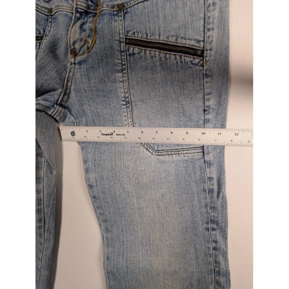 Akademiks Flare Jeans Mens 30 Light Wash Low Rise Embroidered Y2K 2000s